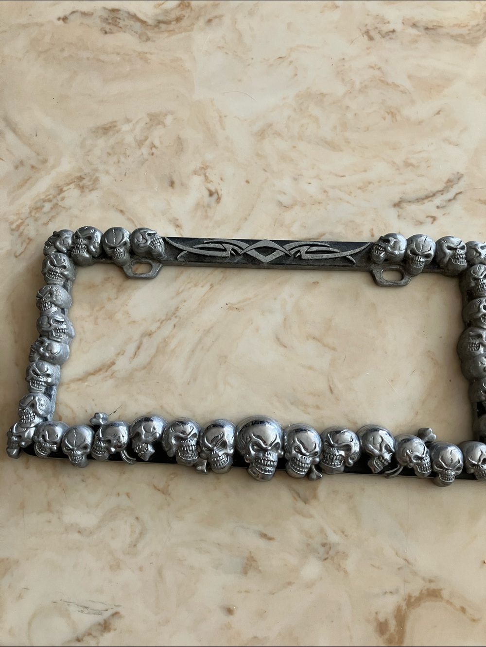Silver Skull-Accent License Plate Frame